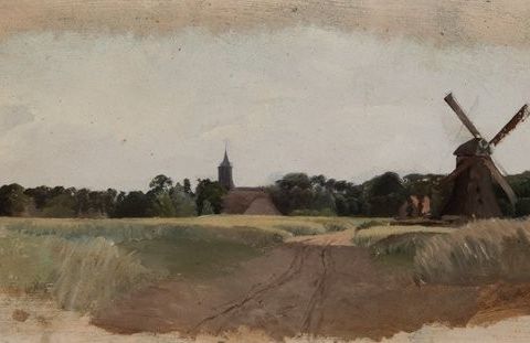 Jacobus Augustinus de Rijk (1831-1897) - Hollands Landschap met Molen