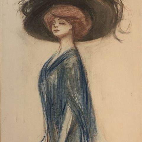 Georges Redon (1869-1943) - Une Élégante au Chapeau de Plumes