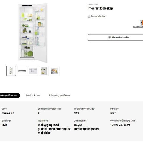 Utstillingskjøleskap selges