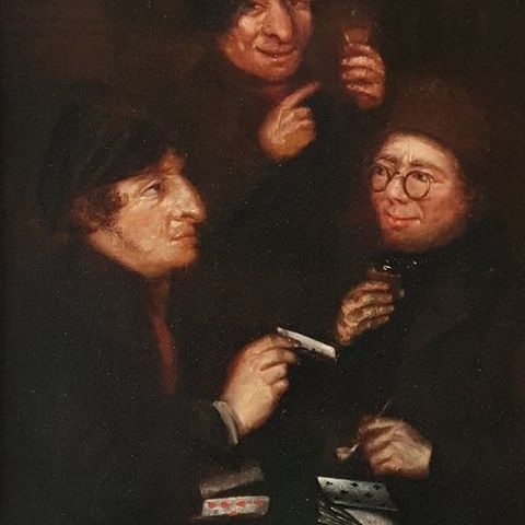 Nederlandsk skole (XIX) - Three vices, smoking, drinking, playing cards