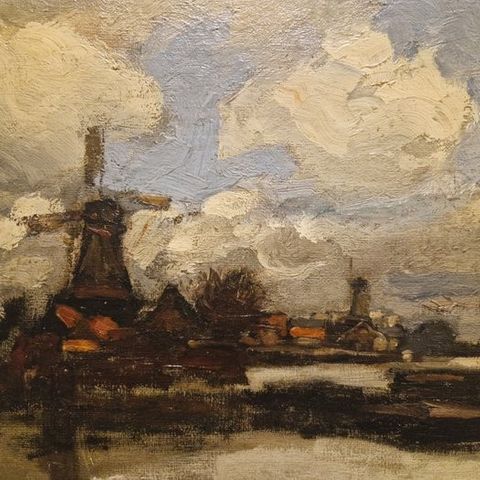 Hollandse School (XX) - Hollandse haven met molen