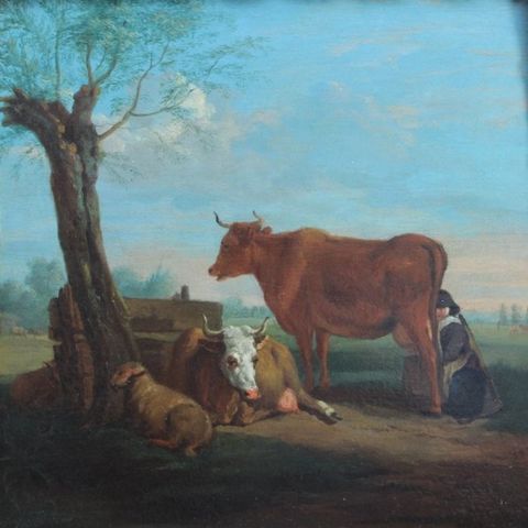 Adrian van der Velde (1636-1672), Circle of - Melkende Bäuerin/Milking Time