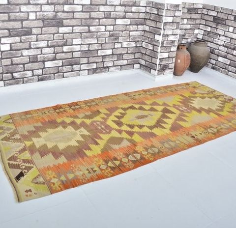 Dekorativt teppe av anatolisk ull Kilim - Kelim - 296 cm - 130 cm