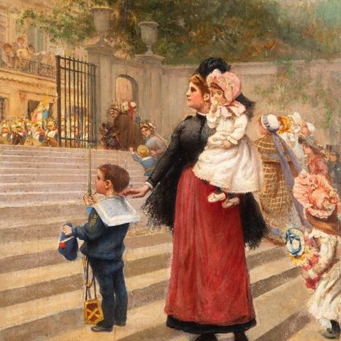 Joan Frans Berg (1853-1935) - Watching the military parade