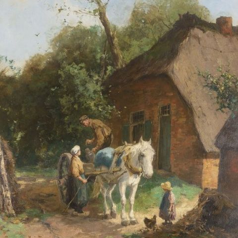 Johan Scherrewitz (1868-1951) - A farmer who's loading his cart