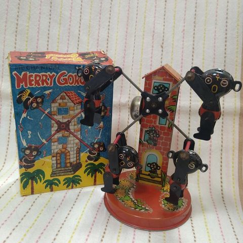 Unknown  - Tinnleke Tinplate & Clockwork Novelty Mechanical Merry Goround Toy, W