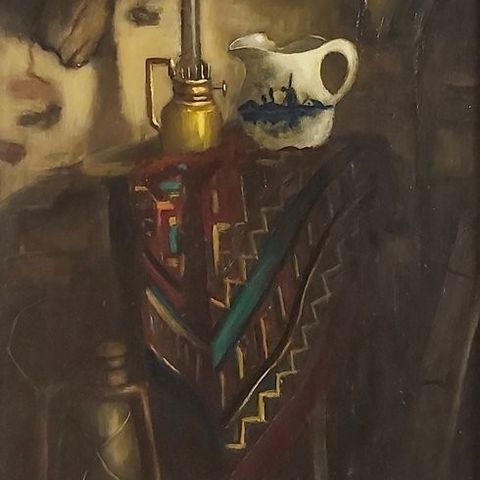 Joosten (XX) - Still life with la lamp and ceramic pot