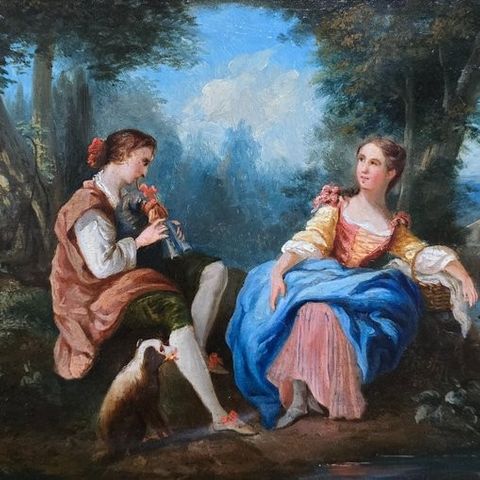 French School (XVIII) - Romantic scene