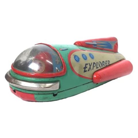 Masudaya  - Tinnleke - Tinplate & Friction Driven Explorer Spaceship, Unboxed - 