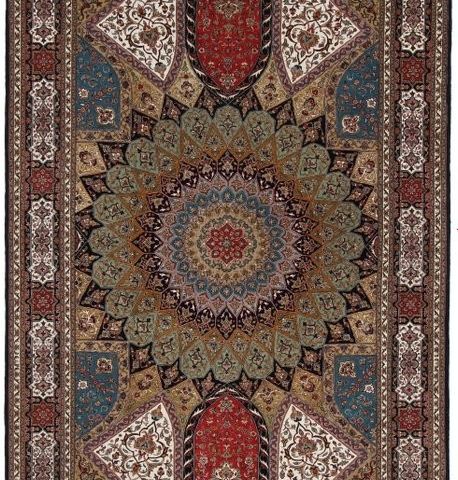 Tabriz ull- og silketeppe med Gonbad-design - Teppe - 277 cm - 188 cm