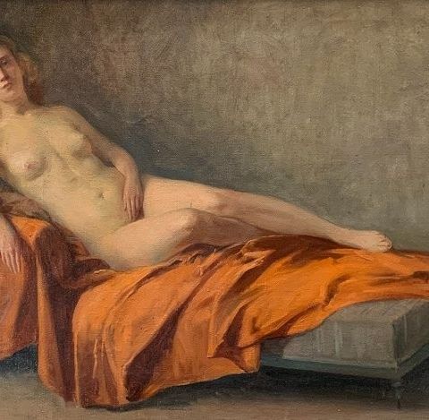 Charles Manciet (1874-?) - Marbre et Safran (Nu Allongé)