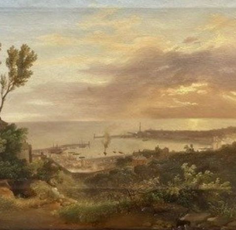 Carlo Bossoli (1815-1884), Attribuito - Veduta del porto di Genova