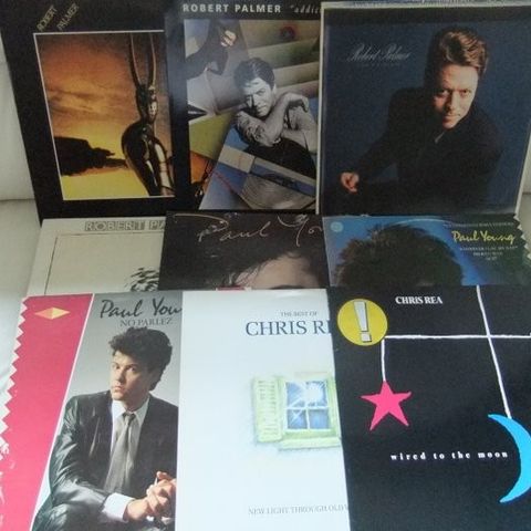 Chris Rea, Robert Palmer & Related, Paul Young - 9 x albums - Flere titler - LP 