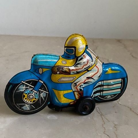 Japanese  - Tinnleke - Tinplate & Friction Driven Racing Motorcycle Or Motorbike