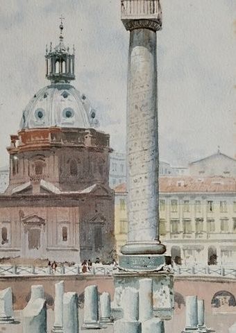 Mosé Bianchi (1840-1904) - La colonne Trajane - Roma