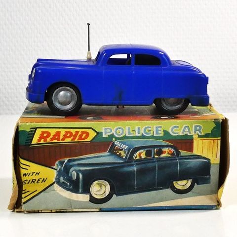 Rapid (Foreign) - Leketøy 1950's Police Car, Tinplate & Plastic Toy, Boxed - Fre