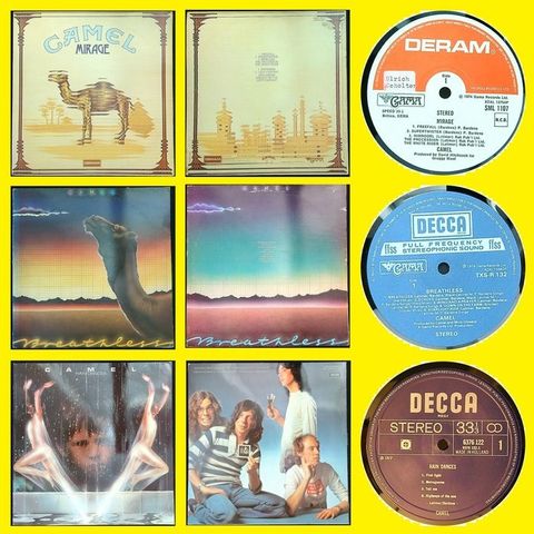 Camel - 1. Mirage ('74) 2. Rain Dances ('77) 3. Breathless ('78) - LP-album (fle