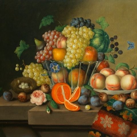 Johann Georg Seitz (1810-1870), Circle of - Stillleben mit Früchten, Blumen und 