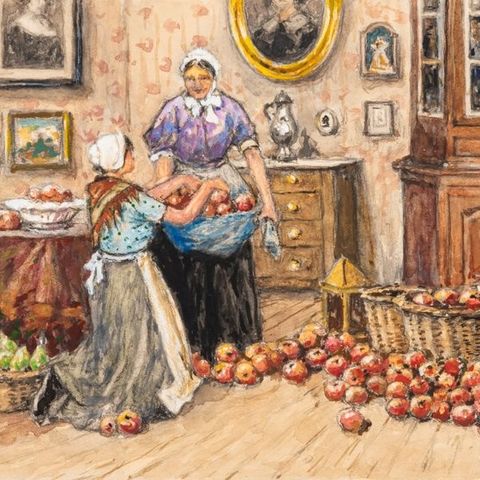 Henri Cassiers (1858-1944) - Collecting apples