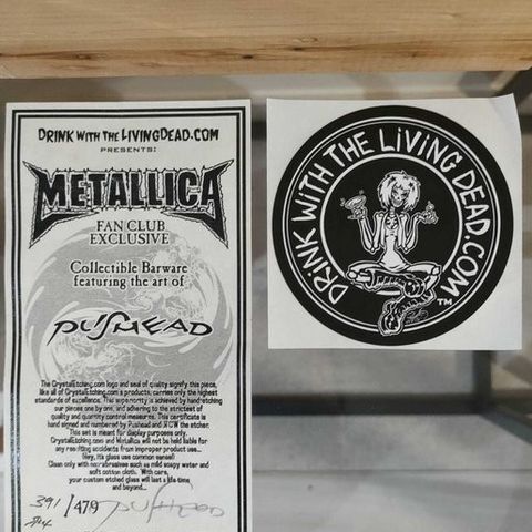 Metallica - Pushead rare etched shot glasses Box Set - Metclub 2006