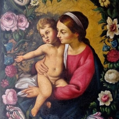 Domenico Marrazzo (1956) - Madonna con bambino in una ghirlanda di fiori