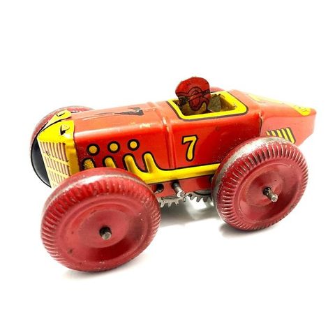 Marx  - Tinnleke - Marx Toys Tinplate & Fixed Key Wind Racing Car, Racing Number