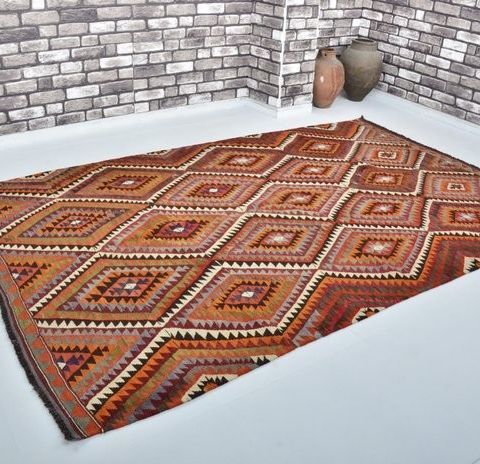 Tyrkisk Vintage Ull Kilim Teppe - Kelim - 296 cm - 190 cm