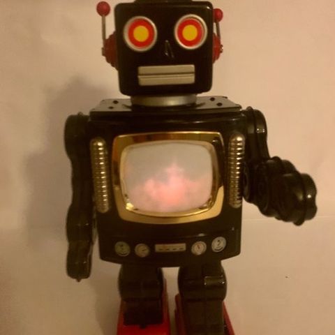 Metal House  - Toy robot Tinplate & Battery Operated TV Robot, Unboxed - Japan