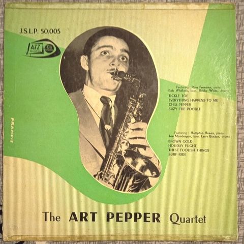 Art Pepper Quartet - 10" LP - rare Jazz record - Vinylplate - 1st Mono pressing 