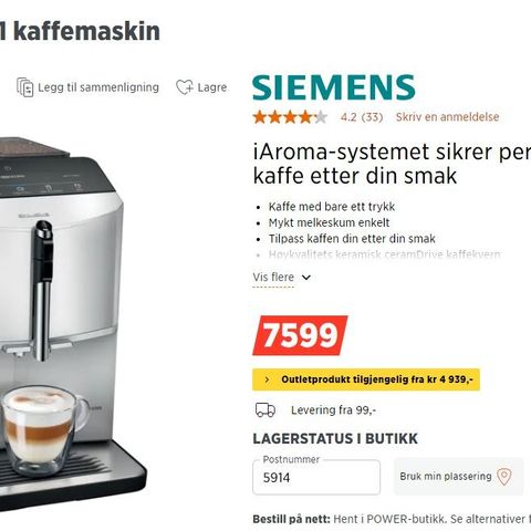 Siemens TF303E01 kaffemaskin