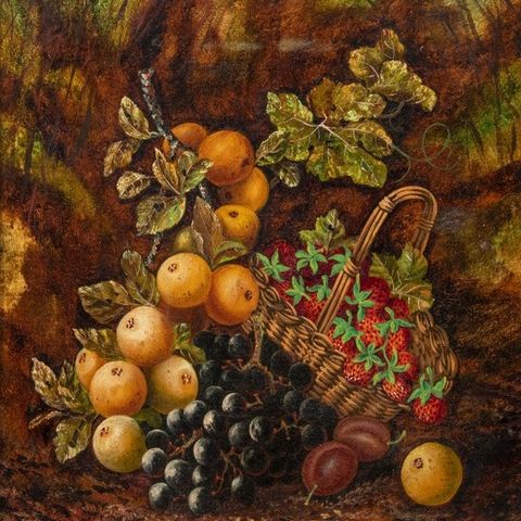 J. Clays (British, XIX-XX) - Still Life with Fruit Basket