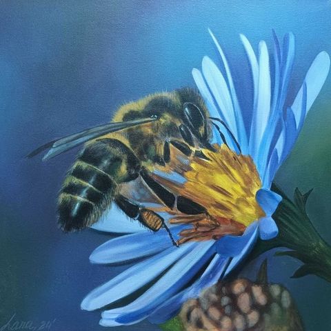 Svitlana Brazhnykova (XX-XXI) - Bee on a blue flower