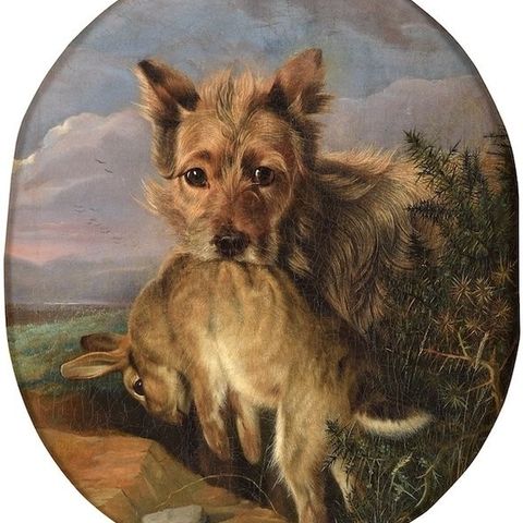 Edward Lloyd Elsmere (1846-1891) - Hunting Norwich Terrier Portrait