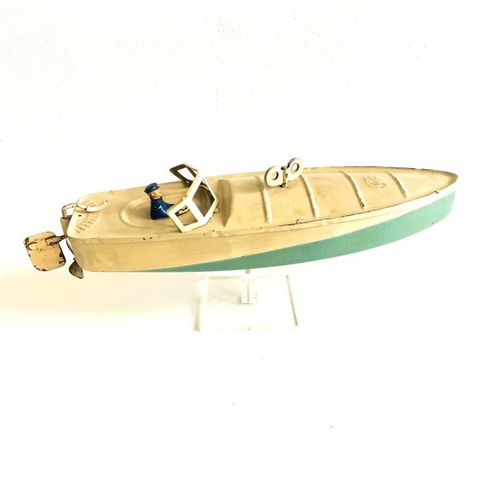 Jep  - Tinnleke - Tinplate & Clockwork JEP 2 Speedboat With Driver Figure, Unbox