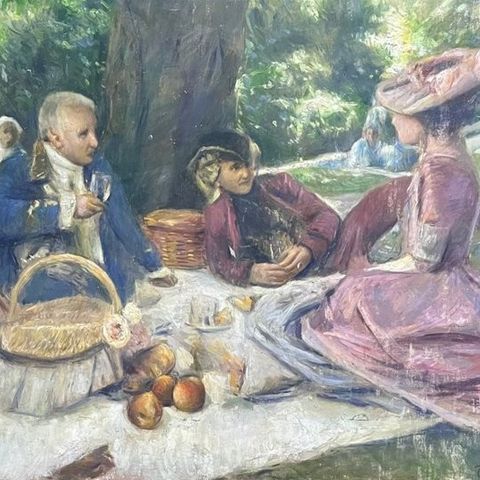 Carlo Wostry (1865-1943), Attributed to - Colazione in giardino