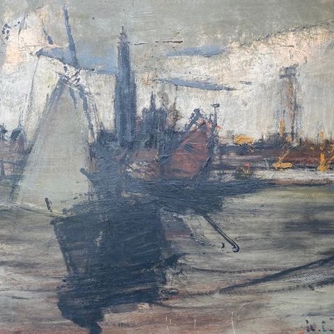 René Engelen (1897-1971) - Havengezicht te Antwerpen