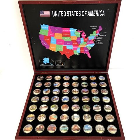 Amerikas forente stater. Coins Set - All USA 56 States - Gold 24K Plated Coins C