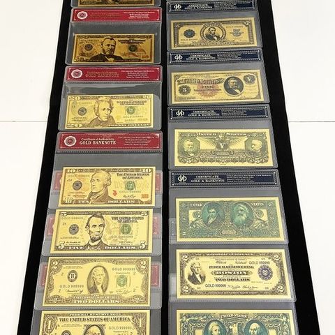 14x begrenset utgave 24K gullbelagt SJJELDEN sedler USA-dollar, suvenirgave.  (I