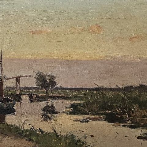 Louis Stutterheim    (1873-1943 ) - Brug en tjalk nabij kortenhoef