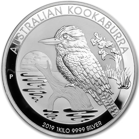 2019 Australia 1 kilo Sølv Kookaburra BU M/Kapsel (Ripete kapsel)