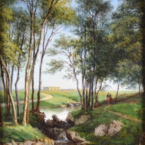 Émile Bidault (1835-1896) - Paysage au cours d'eau.