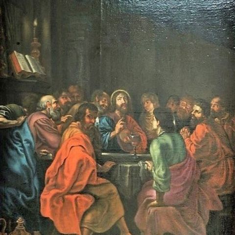 Italian school (XVII) - Das letzte Abendmahl Jesus und 12 Apostel  - XL format