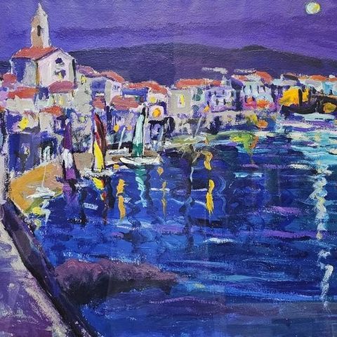 Ecole Catalane (XX) - Vista nocturna de Cadaqués