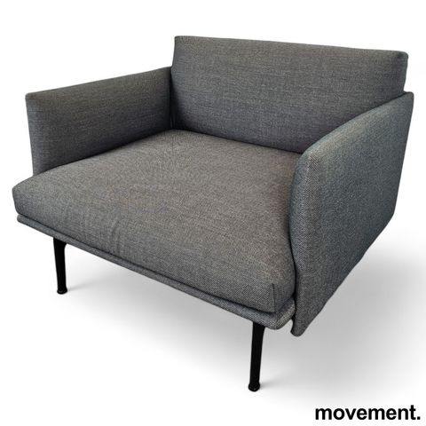 2 stk Loungestol sofa i grått stoff med grønnskjær fra Muuto, modell Outline, de