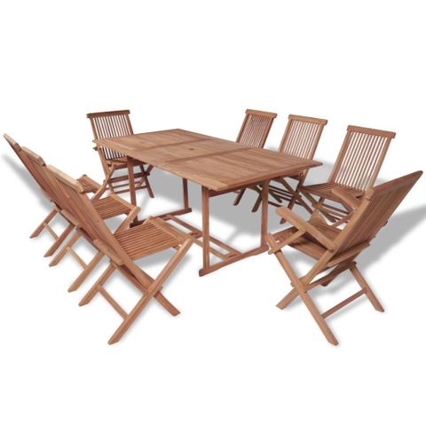 Vidaxl syv deler teak utendørs spisestue sett med uttrekkbart bord ... Spisestue ute
