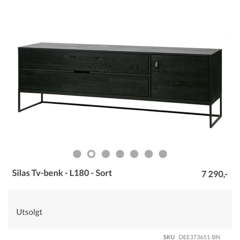 Hvit TV bord av høy kvalitet til salgs | FINN.no Silas Tv benk L180 Sort