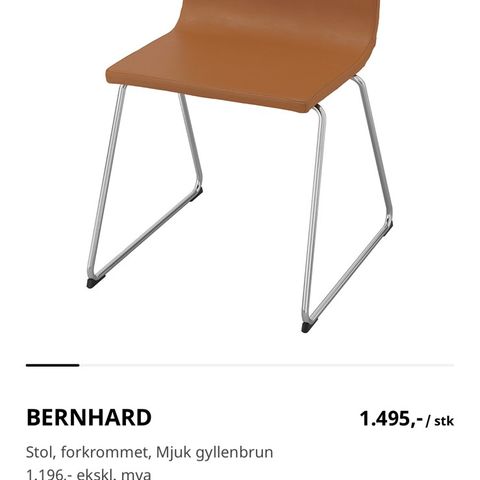Stol IKEA | FINN.no 1stk IKEA Stol Bernhard Hvit Skinn | FINN.no