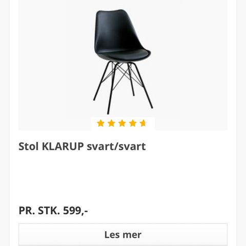 Svart stol | FINN.no Klarup svart stol fra Jysk 4 stk | FINN.no