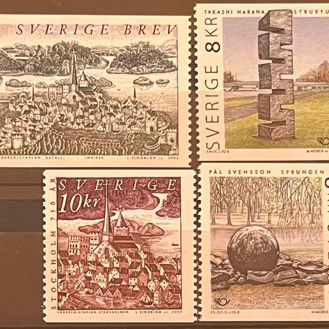 Sverige frimerker postfrisk, afa 2137-38 + 2143-44 **, 4 pene merker ...