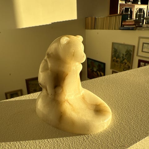 2 dekorfigurer i stein – dyremotiv (alabast/onyx) | FINN-torget